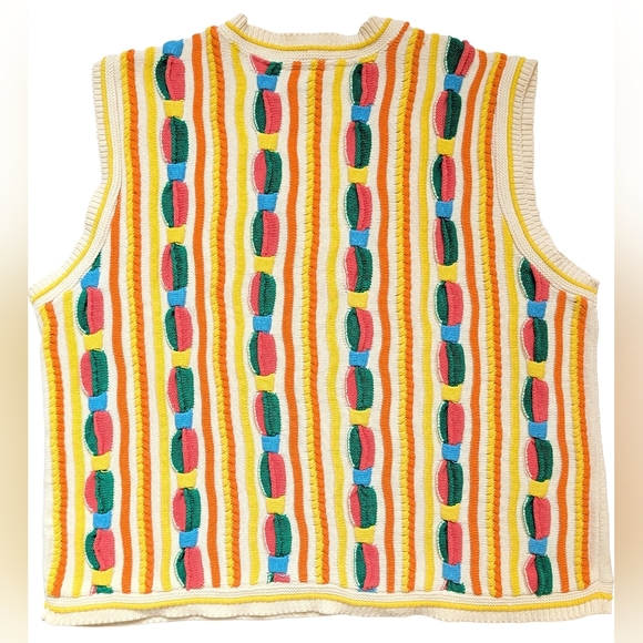 Vintage Coogi-Style V-Neck Sweater Vest, Cotton, Unisex Size L, Cricket Jumper - Picture 4 of 10